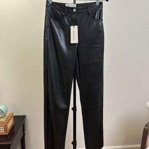Wilfred Aritzia signature Melina vegan leather black straight pants